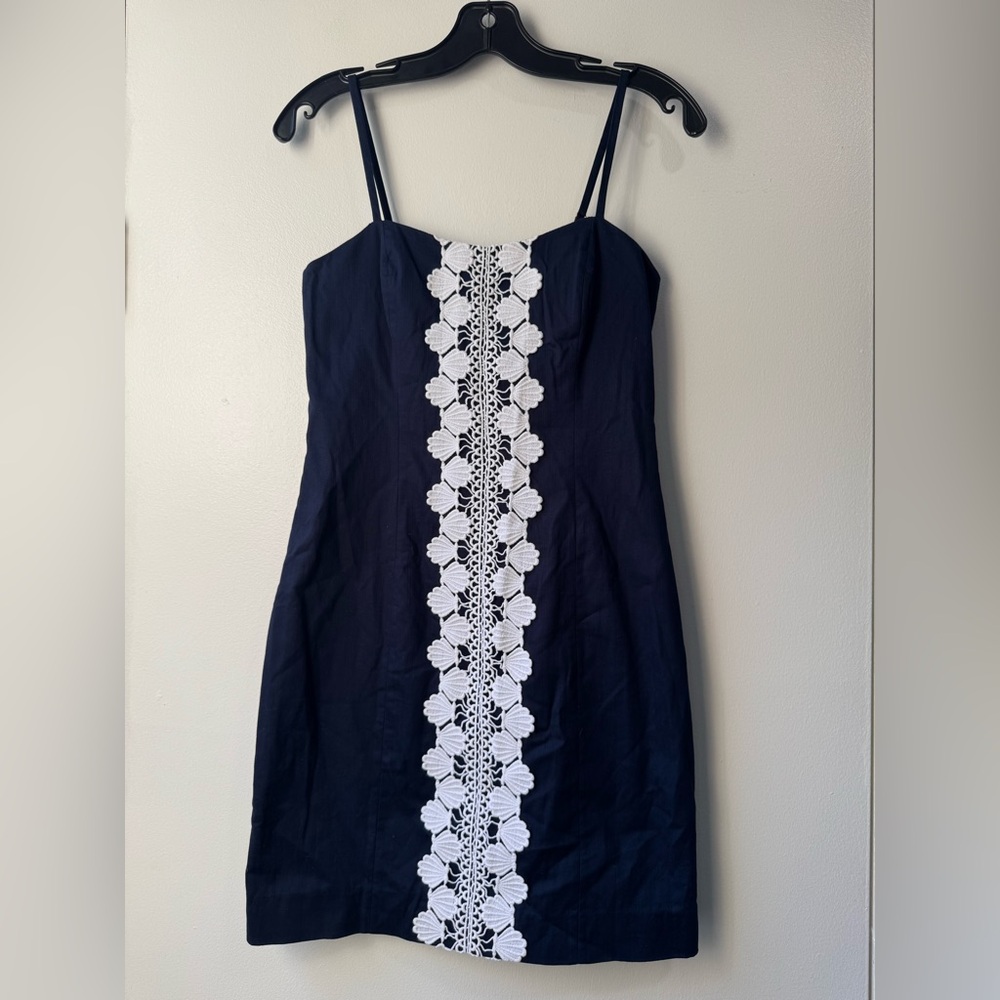 Lilly Pulitzer Shelli Startech Shifts Navy Dress with Gold Zipper